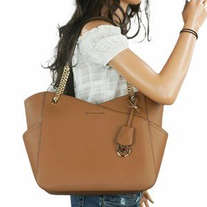 Michael Kors Jet Set Travel Large X Chain Tote Shoulder Bag Brown Luggage